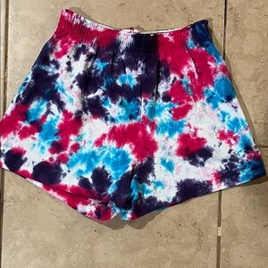 Tie-Dye Shorts in Red, Blue, and purple color